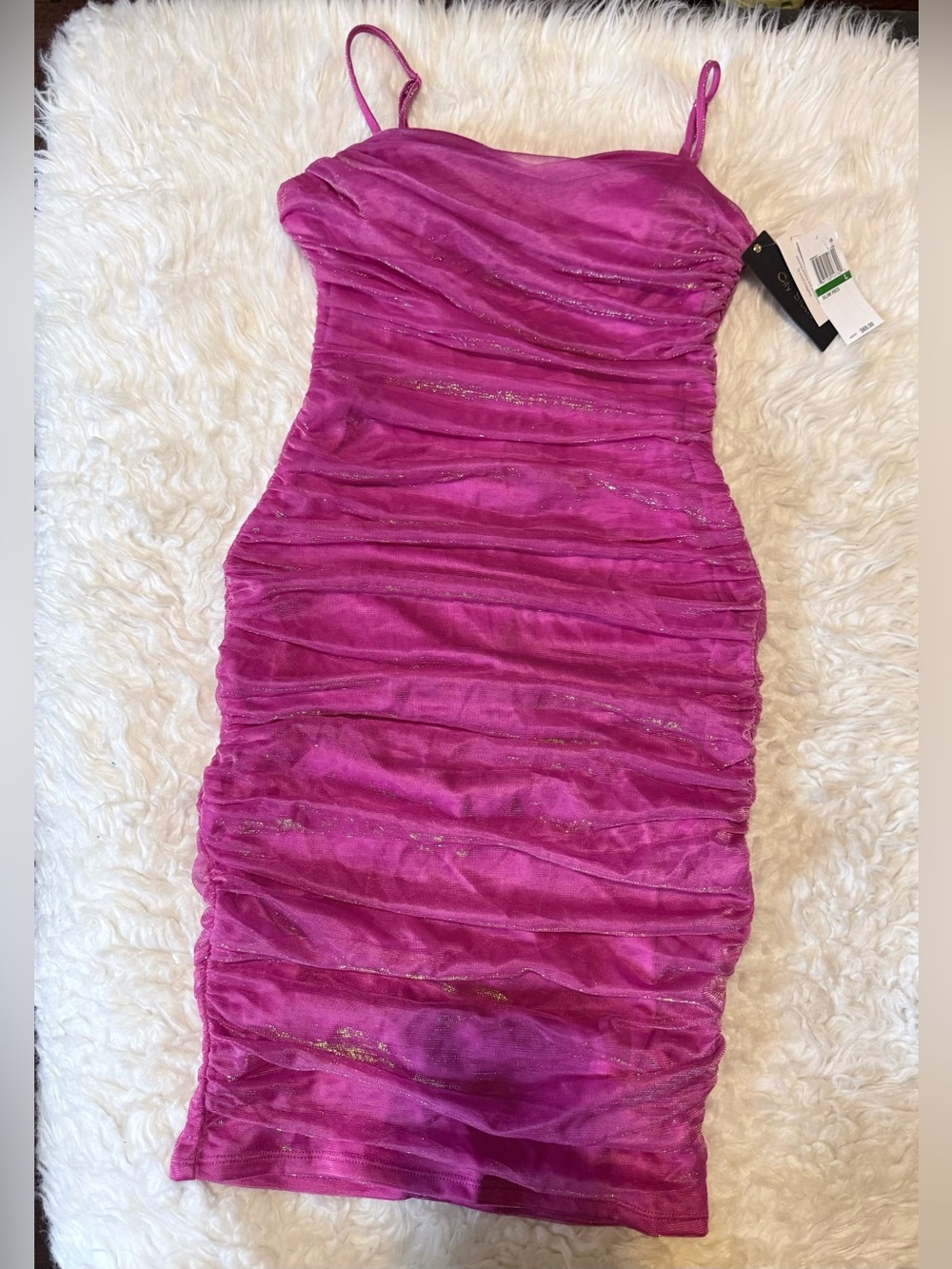 City Studio Hot Pink Ruched Slip Mini Dress